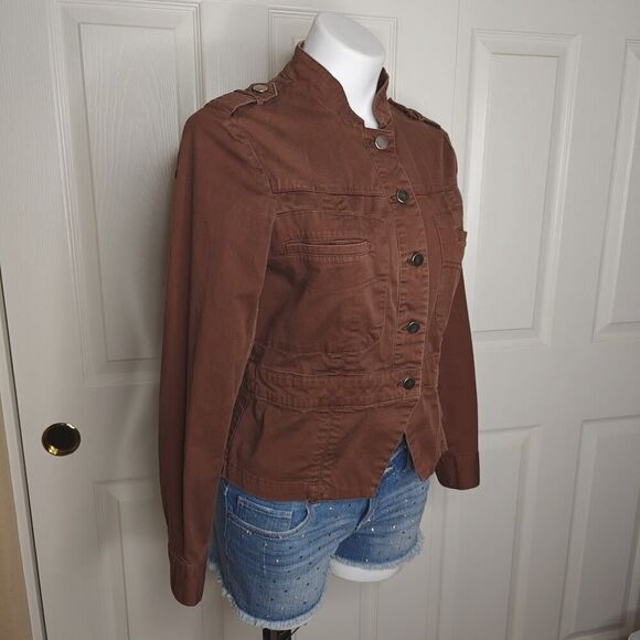 George stretch snap button military jacket sz 8 - Picture 2 of 6